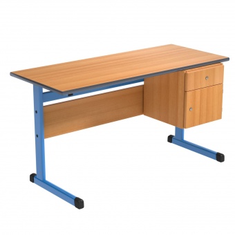 Lehrertisch, 130x65 cm (B/T), 76 cm hoch, Platte: Melamin, PU-Kante, 